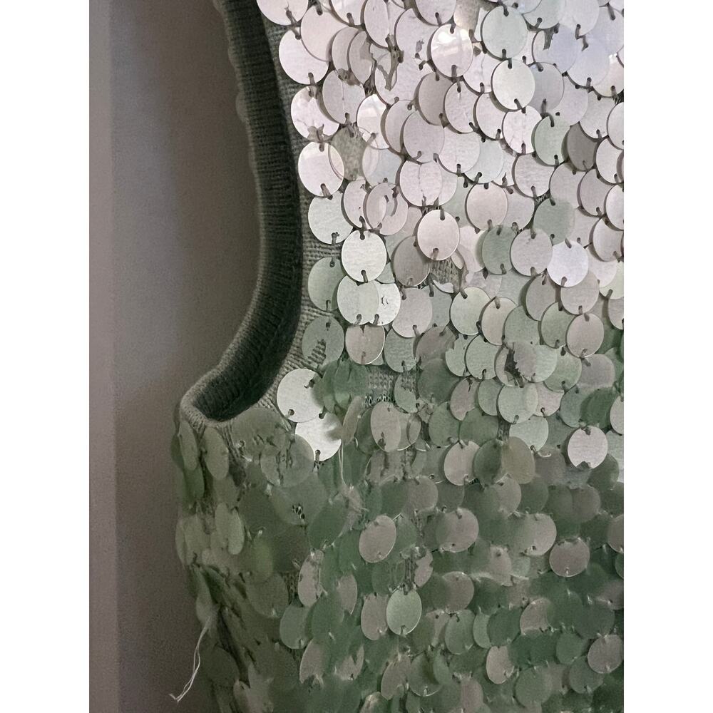 VTG Escada ombré Gradient Green sequined sleeveless Wool top Mermaidcore Runway - Picture 9 of 15